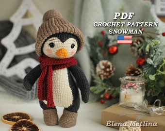 Crochet christmas penguin pattern, Amigurumi penguin christmas toys pattern PDF in Eng, Crochet penguin pattern, crochet toy animals pattern