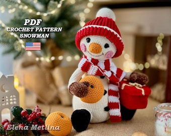 Crochet Christmas snowman pattern amigurumi Christmas pattern snowman Crochet snowman christmas toy pattern PDF in ENG amigurumi snowman toy