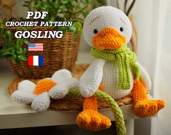 Crochet Goose pattern Amigurumi goose in scarf and with chamomile piush pattern PDF in Eng/Rr Easter Goose crochet toy pattern Crochet duck