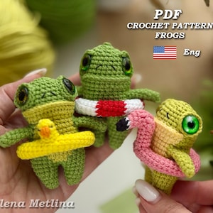 Frog Crochet Pattern/ Amigurumi Crazy Frogs Pattern/ Keychain Animals (Only Eng PDF tutorial)