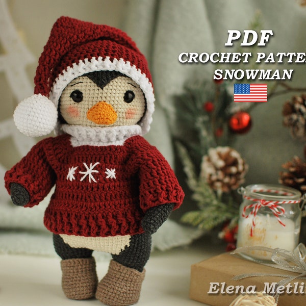 Pinguin Weihnachten Häkelanleitung, Amigurumi Pinguin Häkelanleitung PDF, Häkelanleitung Weihnachten, Häkelanleitung, Amigurumi Tiere