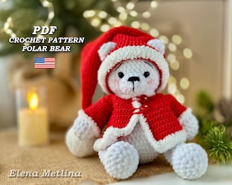 Teddybär Weihnachtsmann Weihnachtsspielzeug häkeln MUSTER PDF in Eng, Teddybär Weihnachtsmann Amigurumi Häkelanleitung, Tannenbaum Häkelanleitung
