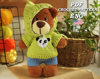 Crochet bear pattern. Amigurumi Plush bear Crochet pattern PDF in Eng amigurumi animals pattern. Bear crochet in clothes teddy bear crochet