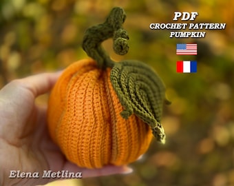 Patrón de amigurumi de calabaza a crochet: Decoración otoñal para Acción de Gracias (PDF)