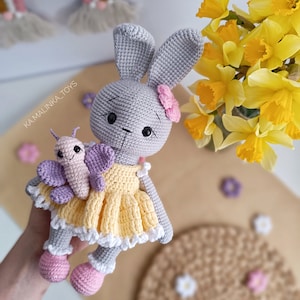 Lapin de Pâques au crochet, motif lapin Amigurumi, petit papillon au crochet, lapin de Pâques au crochet, modèle anglais image 7