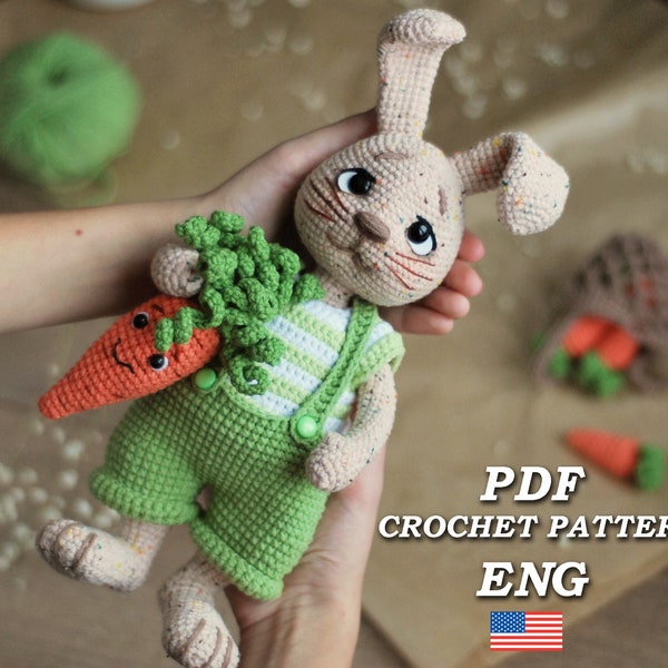 PATRÓN Crochet Conejito Conejo/ Patrón amigurumi conejito crochet PDF en inglés/ Amigurumi conejo de pascua/ Patrón animales lindos/patrón conejito de pascua
