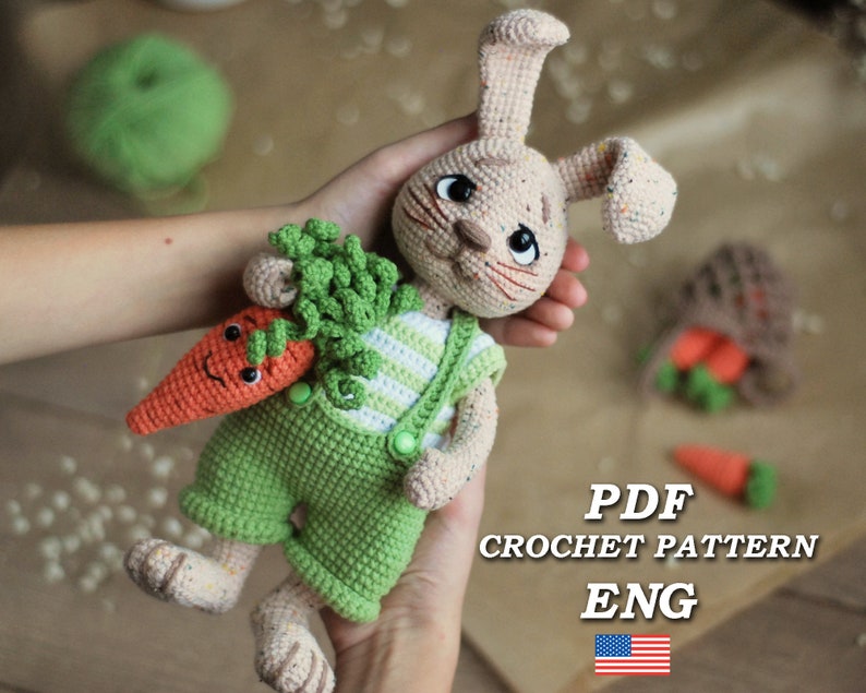 Wzór szydełkowy Bunny Rabbit/szydełkowy króliczek amigurumi wzór PDF w Eng/Amigurumi Easter Rabbit/Słodkie zwierzęta wzór/wzór Easter Bunny zdjęcie 1