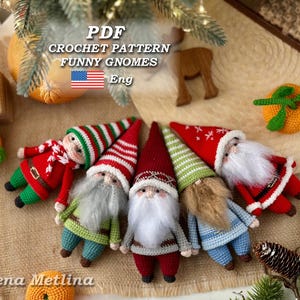 Christmas crochet gnomes pattern. Amigurumi gnomes Christmas pattern PDF in Eng. Crochet Santa. Christmas crochet decor Christmas tree toys