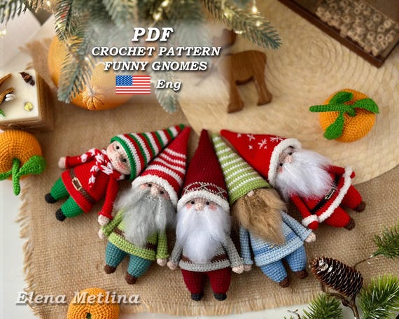 Christmas Crochet Gnomes Pattern: Amigurumi Santa & Elf (PDF)