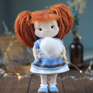 Mignonne poupée rousse au crochet Caramelka la poupée avec vêtements amovibles, Patron poupée au crochet, Tutoriel poupée amigurumi, Patron PDF anglais image 7