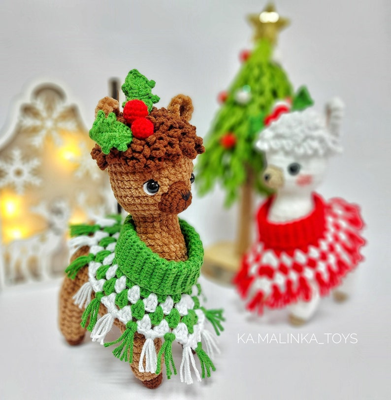 Crochet Christmas Alpaca, Amigurumi Cute Llama Pattern, Crochet Alpaca, Christmas Pattern Llama, Pattern in ENG, Amigurumi Alpaca Pattern image 4