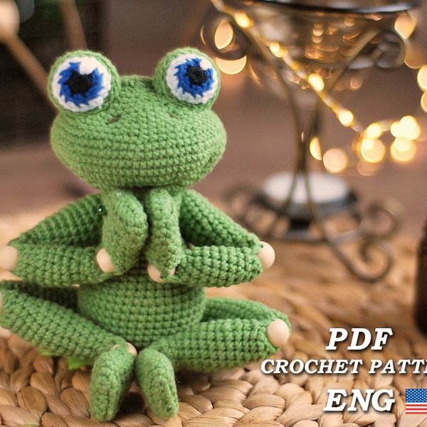 Crochet pattern Frog Yoga/ Amigurumi Frog pattern PDF in Eng/ DIY funny interior frog toy/ Crochet Frog with Long Legs/ digital download