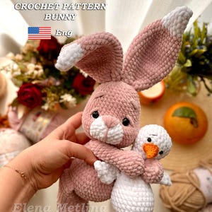 Schema uncinetto coniglietto e papera, schema Amigurumi coniglietto di peluche carino, schema Amigurumi coniglietto di Pasqua PDF in ENG, giocattoli di peluche coniglio