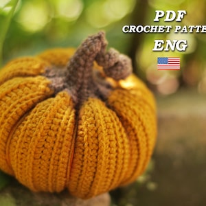 Crochet pumpkin pattern PDF in Eng, size 3.5, Halloween and Thanksgiving Crochet Pumpkin Decor Pattern, amigurumi pumpkin tutorial image 1