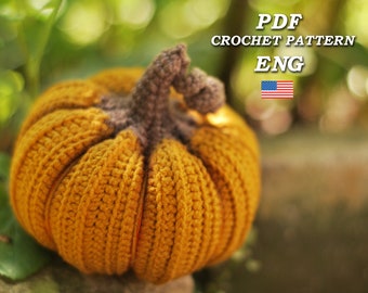 Modèle de citrouille au crochet PDF en anglais, taille 3,5″, Halloween et Thanksgiving Crochet Pumpkin Decor Pattern, tutoriel de citrouille amigurumi