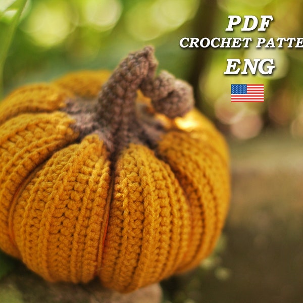 Modèle de citrouille au crochet PDF en anglais, taille 3,5″, Halloween et Thanksgiving Crochet Pumpkin Decor Pattern, tutoriel de citrouille amigurumi