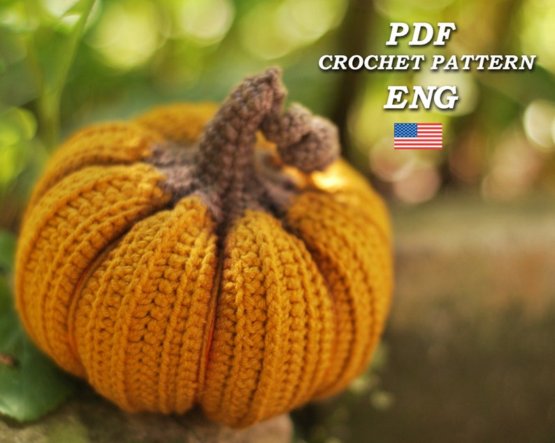 Crochet pumpkin pattern PDF in Eng, size 3.5, Halloween and Thanksgiving Crochet Pumpkin Decor Pattern, amigurumi pumpkin tutorial image 1