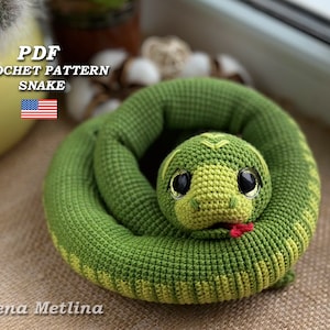Modello serpente all'uncinetto, modello serpente amigurumi PDF in inglese, modello animale all'uncinetto Amigurumi, modello animale farcito, giocattoli all'uncinetto fai da te