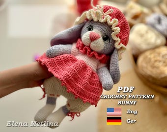 Patroon gehaakt konijntje: amigurumi paashaas met kleding (pdf-patroon)