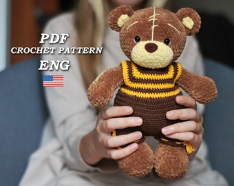 Crochet Teddy Bear Pattern: Amigurumi Plush Toy with Clothes (PDF Pattern)
