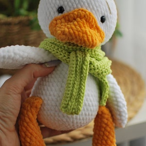 Crochet Goose pattern Amigurumi goose in scarf and with chamomile piush pattern PDF in Eng/Rr Easter Goose crochet toy pattern Crochet duck image 5