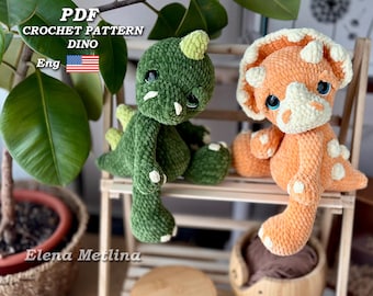 Dinosaurs Crochet PATTERN, 2 in 1 Dinosaurs amigurumi pattern, Crochet Dragon plush pattern PDF in Eng, amigurumi plush dino crochet pattern