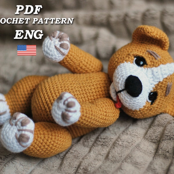 Crochet dog pattern, crochet Corgi Puppy, Amigurumi Corgi Dog Puppy, Amigurumi animals crochet pattern PDF file, crochet animals, Digital