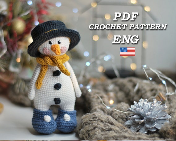 Cute Snowman Crochet PDF Pattern, Frosty Friendly Snowman, Santa Claus' Little Helper, Crochet for Christmas, DIY Christmas Tree Decor