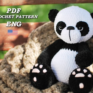 Modèle de panda au crochet, modèle de panda amigurumi PDF en anglais, modèle d'amigurumi mignon ours panda, tutoriel peluche amigurumi zoo crochet to