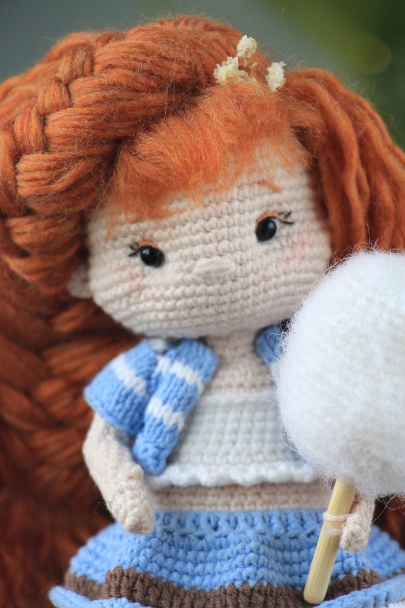 Cute crochet red-haired Caramelka the doll with removable clothes, Doll crochet pattern, Doll amigurumi tutorial, English PDF Pattern 画像 4