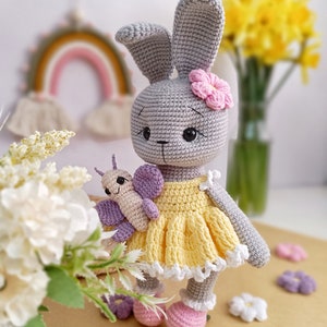 Lapin de Pâques au crochet, motif lapin Amigurumi, petit papillon au crochet, lapin de Pâques au crochet, modèle anglais image 6