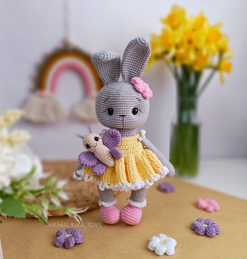 Lapin de Pâques au crochet, motif lapin Amigurumi, petit papillon au crochet, lapin de Pâques au crochet, modèle anglais image 5