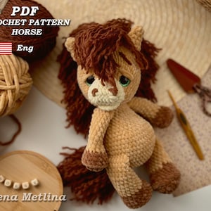 Pattern crochet Horse, plush horse toys amigurumi cute horse crochet pattern PDF in Eng Crochet Animal Pattern Amigurumi Farm Animal Pattern