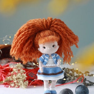 Mignonne poupée rousse au crochet Caramelka la poupée avec vêtements amovibles, Patron poupée au crochet, Tutoriel poupée amigurumi, Patron PDF anglais image 6