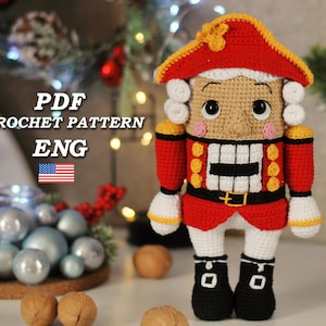 Christmas crochet pattern cute Nutcracker prince Toy Doll Soldier/ Christmas Decoration 9ins/ Holiday Home Decor/ Ornament Ballet Fairy Tale