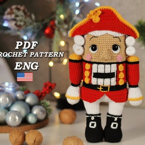 Christmas crochet pattern cute Nutcracker prince Toy Doll Soldier/ Christmas Decoration 9ins/ Holiday Home Decor/ Ornament Ballet Fairy Tale