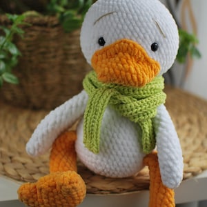 Crochet Goose pattern Amigurumi goose in scarf and with chamomile piush pattern PDF in Eng/Rr Easter Goose crochet toy pattern Crochet duck image 4