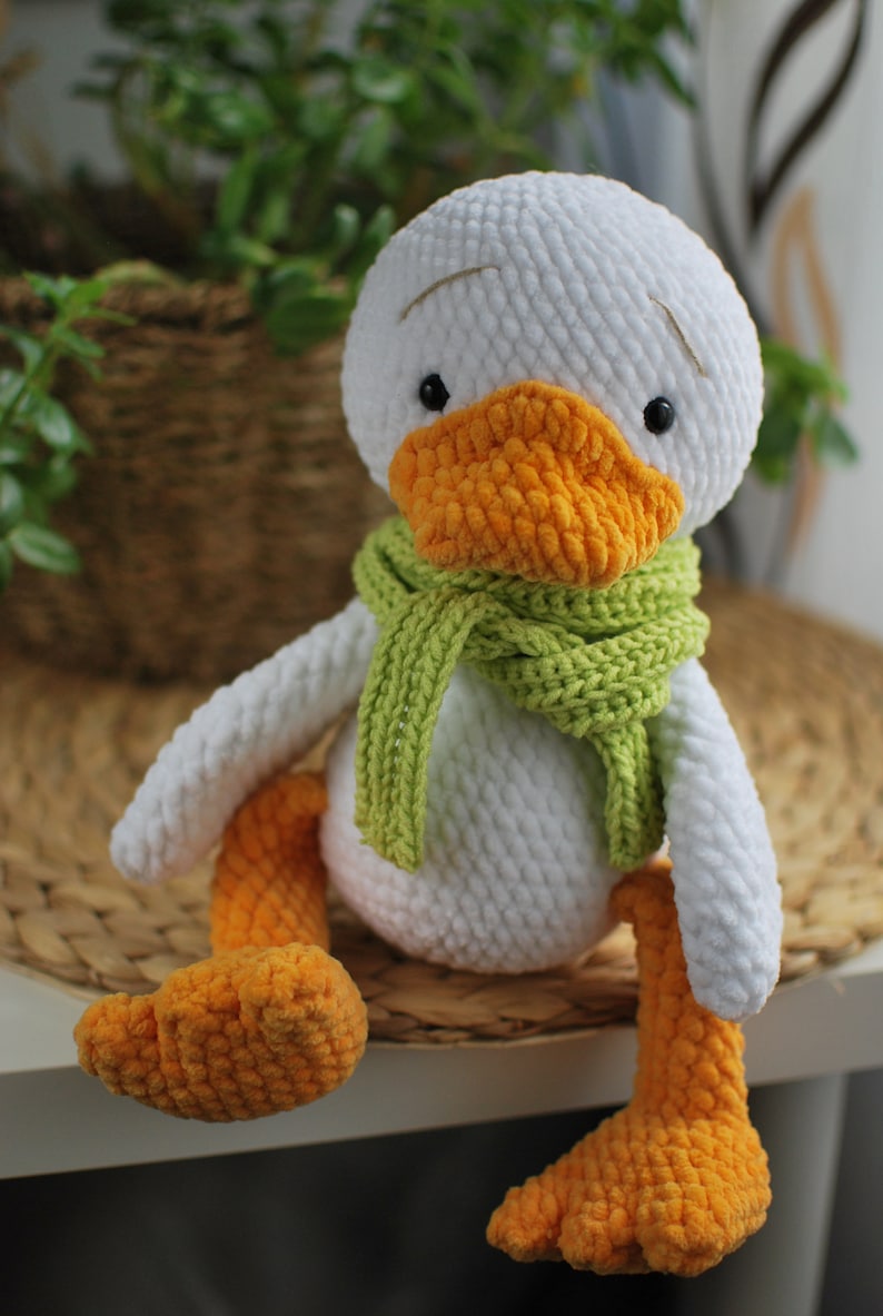 Crochet Goose pattern Amigurumi goose in scarf and with chamomile piush pattern PDF in Eng/Rr Easter Goose crochet toy pattern Crochet duck image 4