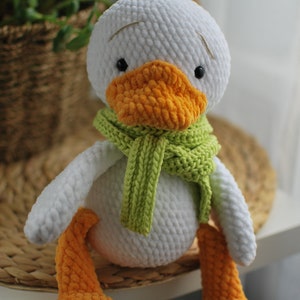 Crochet Goose pattern Amigurumi goose in scarf and with chamomile piush pattern PDF in Eng/Rr Easter Goose crochet toy pattern Crochet duck image 6