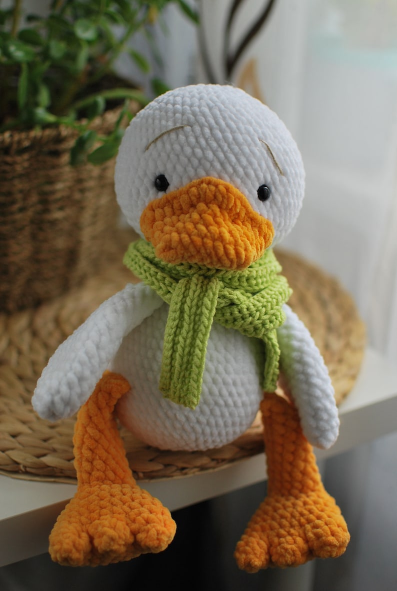 Crochet Goose pattern Amigurumi goose in scarf and with chamomile piush pattern PDF in Eng/Rr Easter Goose crochet toy pattern Crochet duck image 6