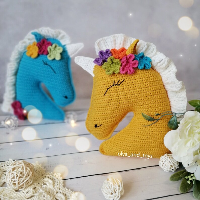 Crochet Pattern Cute Unicorn Pillow Funny Horse Crochet Etsy