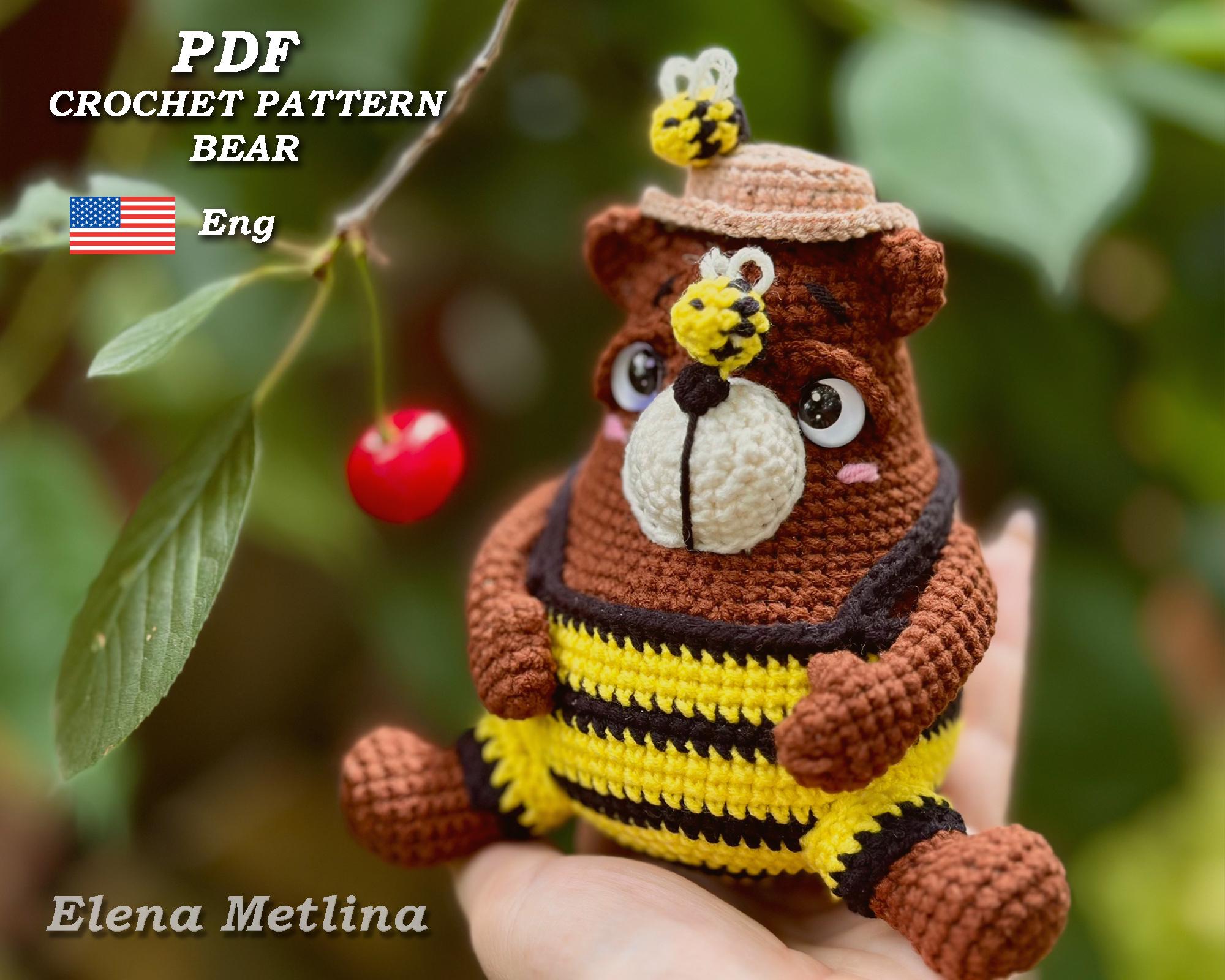 Crochet bear in bee costume pattern, amigurumi bee bear pattern, crochet bear easy pattern PDF in Eng, amigurumi bear animals, funny bear