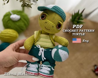 Wzór szydełkowy na żółwia w ubrankach (PDF Eng), pluszową zabawkę amigurumi
