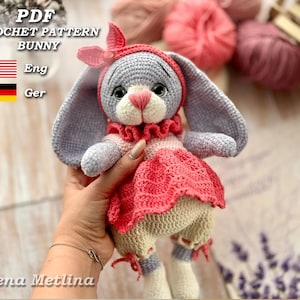 Crochet PATTERN Bunny Rabbit Amigurumi bunny pattern PDF in Eng/Ger, crochet easter bunny, amigurumi tutorial bunny, Crochet Easter Rabbit