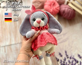 Gehaakt PATROON Konijn amigurumi konijn patroon pdf in Engels/Duits, gehaakte paashaas, amigurumi-tutorial konijn, gehaakt paaskonijn