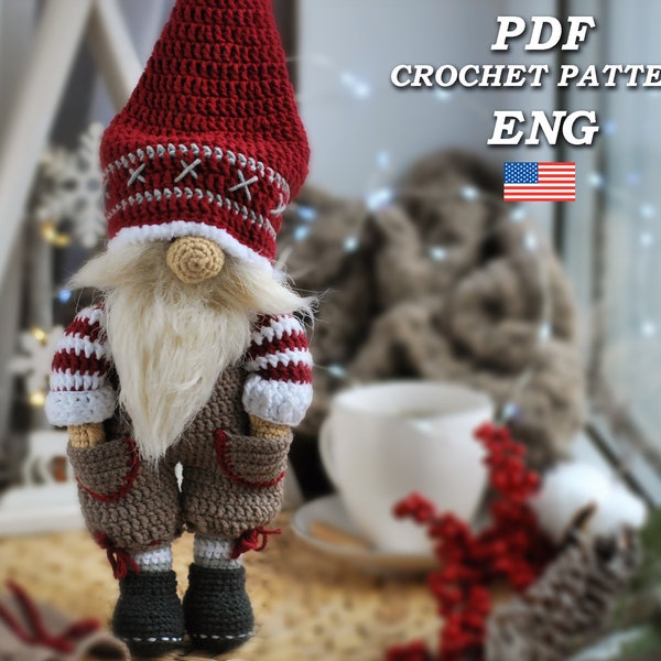 Modèles au crochet Gnome scandinave de Noël amigurumi Gnome de vacances au crochet de Noël Gnome d'hiver au crochet modèle de jouet de Noël en anglais