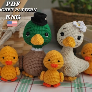 Crochet Duck pattern  PDF English. Amigurumi easter pattern duck family. Crochet Pattern the Little Duck family.  DIY Easter crochet pattern