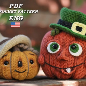 Crazy pumpkin crochet pattern/ Pumpkins in a Hat for Halloween/ Amigurumi tutorial in Eng/ DIY Decor for Halloween/Halloween crochet pattern