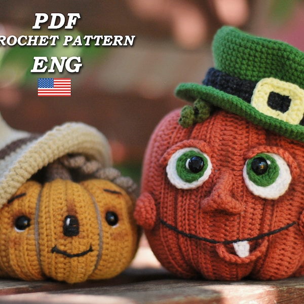 Crazy pumpkin crochet pattern/ Pumpkins in a Hat for Halloween/ Amigurumi tutorial in Eng/ DIY Decor for Halloween/Halloween crochet pattern