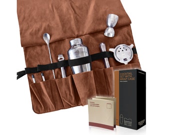 Ensemble de 8 shakers à cocktail avec étui emballé, kit d'outils de cocktail, kit de barman, coffret cadeau cocktail, cadeau mixologue, cadeau de pendaison de crémaillère